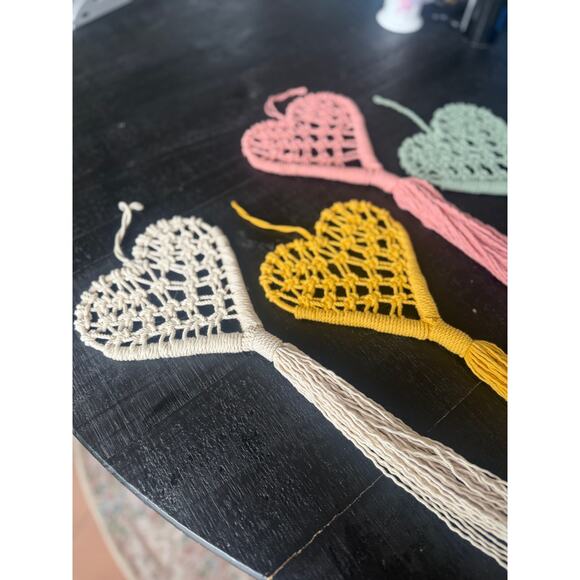 Handmade Macramé Heart Wall Hanging – 19” Long, Boho cottagecore Decor - Picture 2 of 4